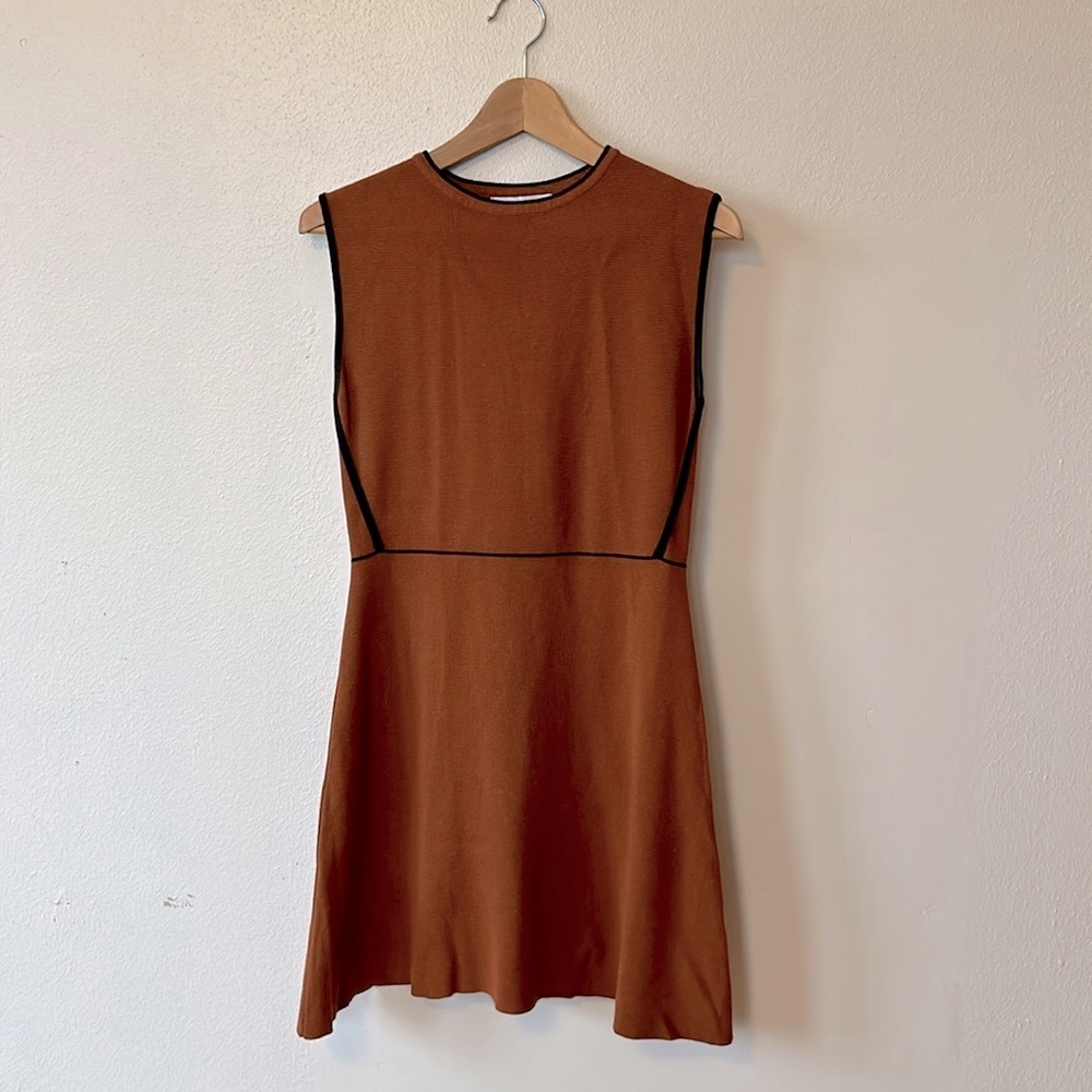 🌻SOLD 70s Zara knit brown burnt orange mini a-line sweater dress size XL